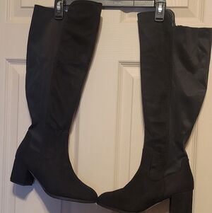 Dream Pairs Black Over the Knee Block Heel Boots